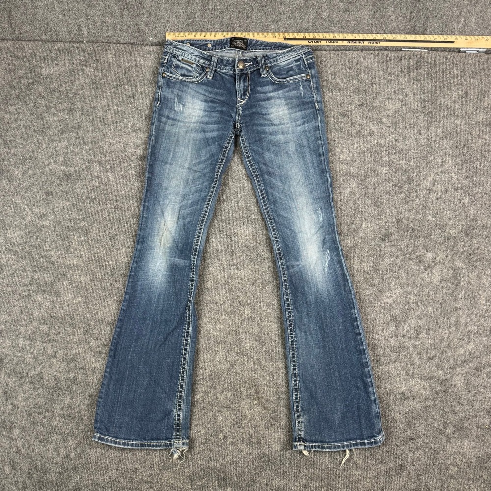 Rock Republic Jeans Womens 4R Blue Bootcut Low Rise Distressed Denim Stretch‎